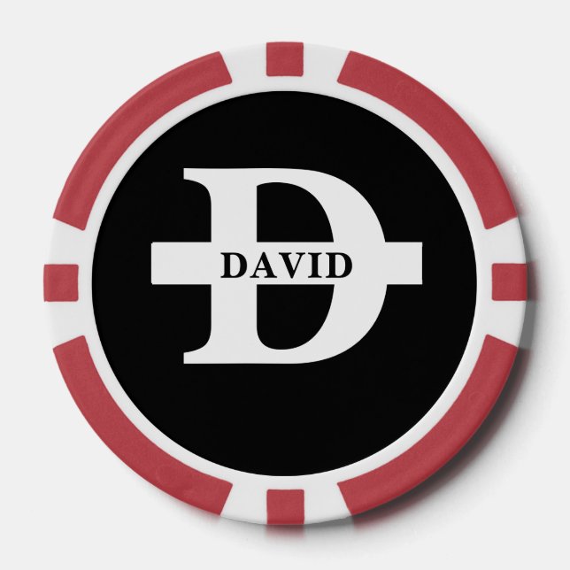Custom Playing Cards with Monogram and Name  Poker Chips (Front)