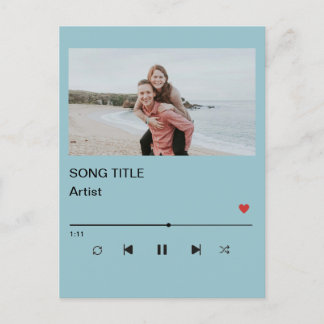 Custom Playlist Photo and Song QR Code PostCard