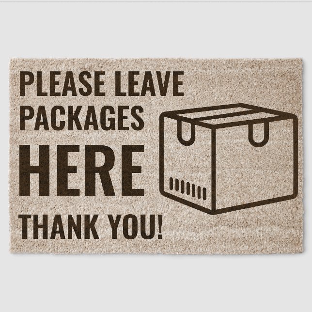 Custom Please Leave Packages Here Sign Fiber Doormat (Front)