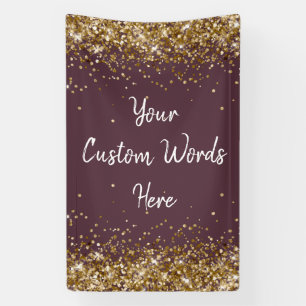 Custom Plum Purple Gold Birthday Party Photo Prop Banner
