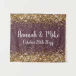 Custom Plum Purple Gold Wedding Photo Booth Prop Tapestry