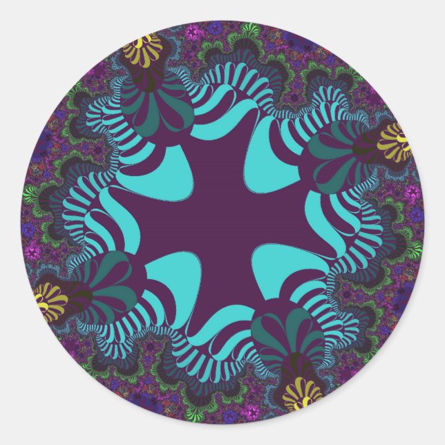 Custom Plum Rainbow Cross Large Round Stickers (Front)