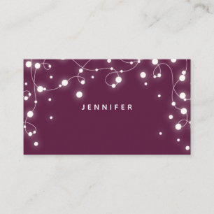 Custom Plum Sparkling Lights Christmas Place Card