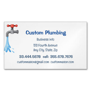 Custom Plumbing Contractors Business  Business Card Magnet