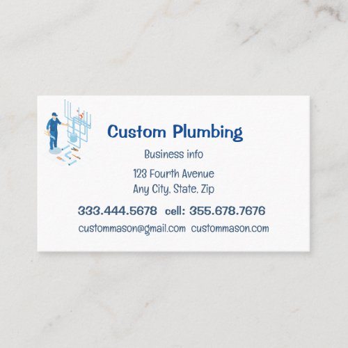 Custom Plumbing Contractors Business Card Magnet