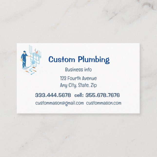 Custom Plumbing Contractors Business Card Magnet (Front)