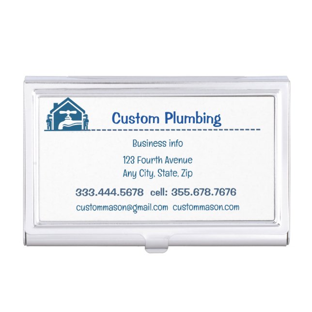 Custom Plumbing Heating Contractors  Business Card Case (Front)