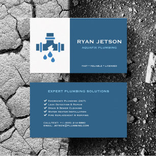 Custom Plumbing Water Pipe Leak Repair Services Business Card