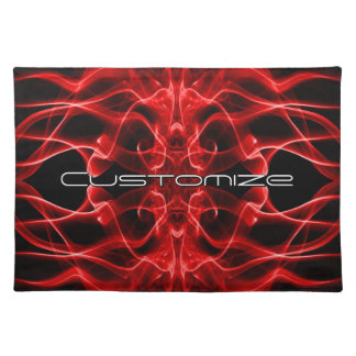 Custom Plumes of Red Smoke on Black Cloth Placemat