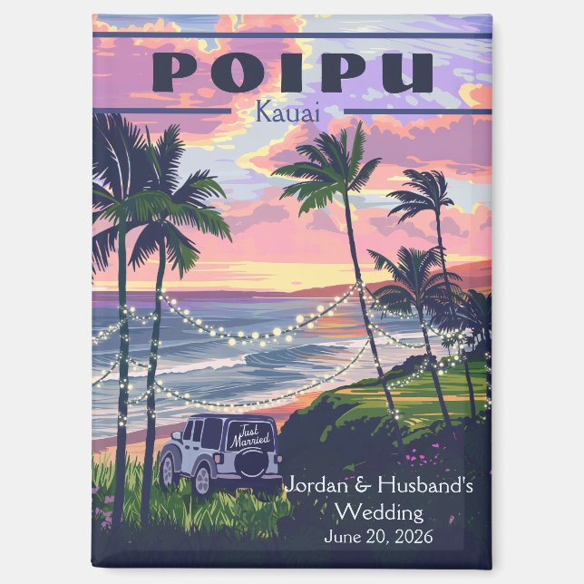 Custom Poipu Kauai Wedding 3 Magnet (Front)
