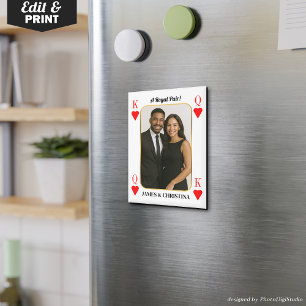Custom Poker Card Magnet, Royal Pair Couples Gift Magnet
