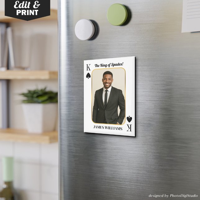 Custom Poker Card with Photo, The King of Spades Magnet (Custom Poker Card with Photo, The King of Spades Magnet Personalized Anniversary Valentines Gift)