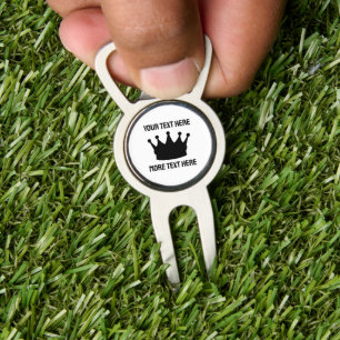 Custom poker chip golf ball marker with crown logo divot tool