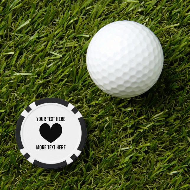 Golf Chip Sticker Custom poker chip golf ball marker with heart logo | Zazzle