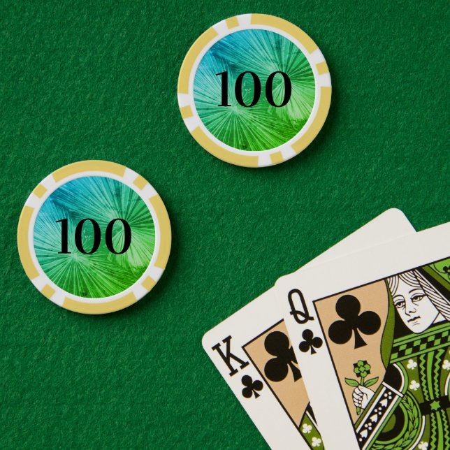 Custom poker chip tokens with palm leaf photo (Poker Table (Double))