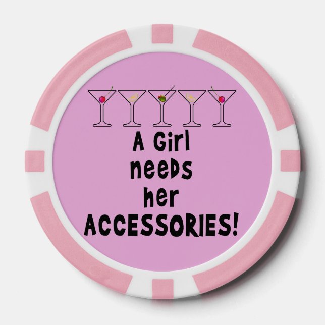CUSTOM POKER CHIPS, A GIRL NEEDS HER ACCESSORIES CHIPS (Front)