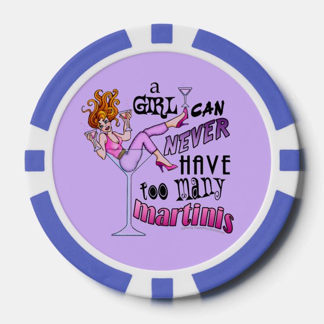 CUSTOM POKER CHIPS - TOO MANY MARTINIS (Front)