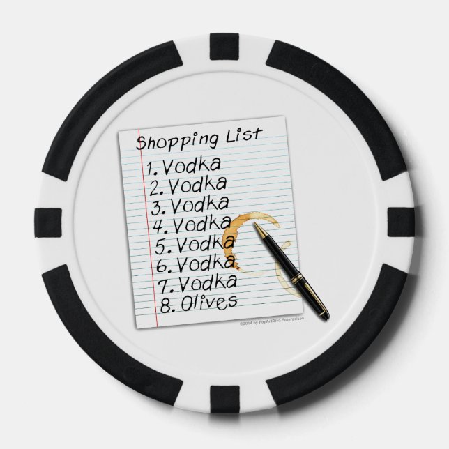CUSTOM POKER CHIPS - VODKA SHOPPING LIST (Front)