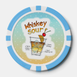 CUSTOM POKER CHIPS - WHISKEY SOUR RECIPE ART