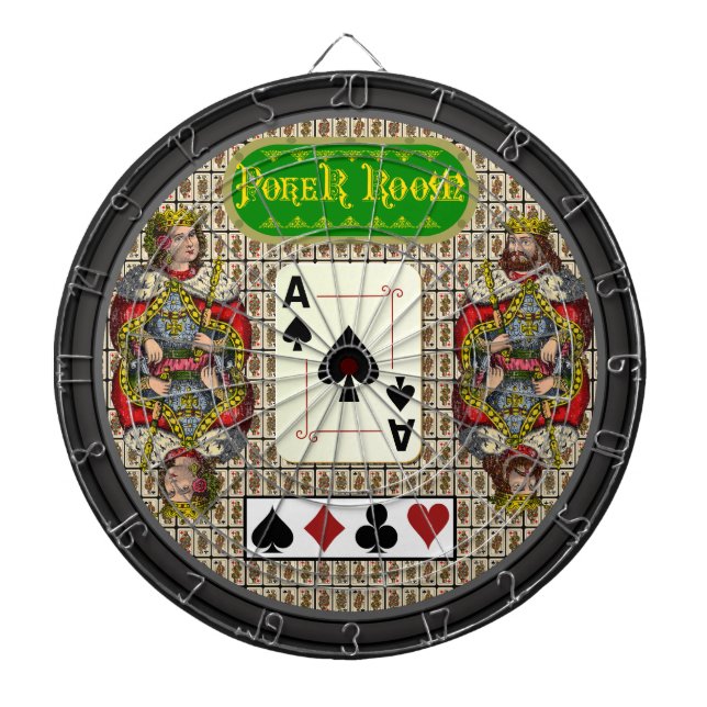 Custom Poker Room Dartboard With Darts (Front)