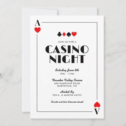 Custom Poker Tournament Casino Night Invitation