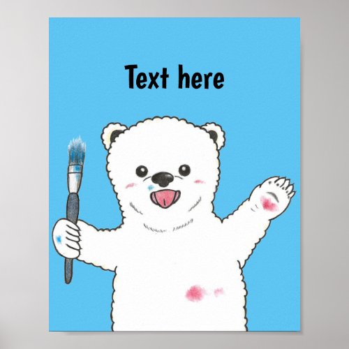 Custom  polar bear animal nursery poster