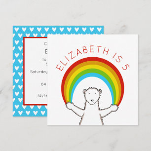 Custom Polar Bear & Rainbow Birthday Invitation