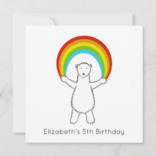 Custom Polar Bear & Rainbow Birthday Invitation