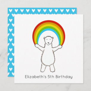 Custom Polar Bear & Rainbow Birthday Invitation