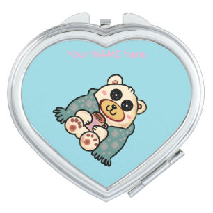 Custom Polar Bear with Coffee   Cute Winter Art Compact Mirror