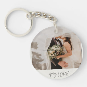 Custom Polaroid Photo Frame My Love Retro Script Keychain