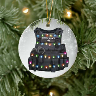 Custom Police Bulletproof Vest Police officer Ligh Ceramic Ornament