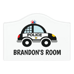 Custom police car door sign for kid's bedroom