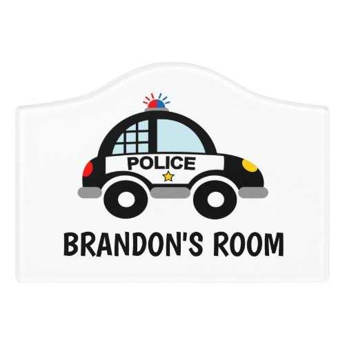 Custom police car door sign for kids bedroom