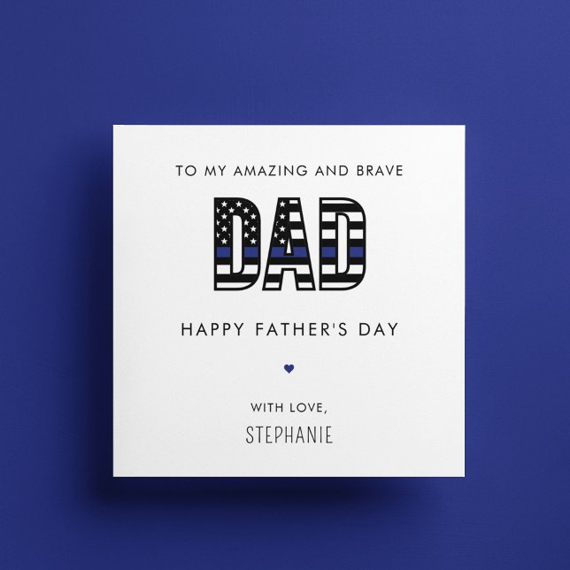 Custom Police Dad Father's Day Thin Blue Line Card (Creator Uploaded)