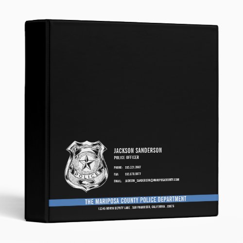 Custom Police Department Law Enforcement Logo 3 Ring Binder