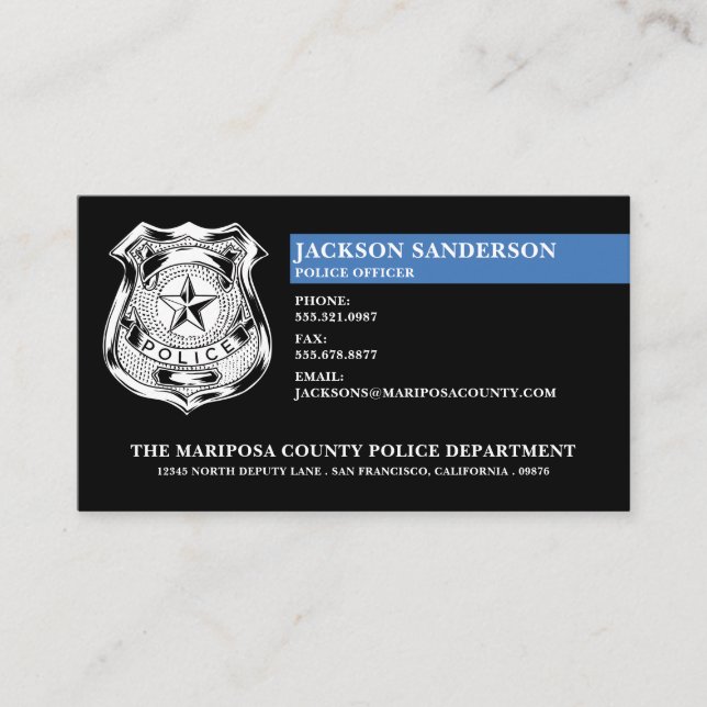 Custom Police Department Law Enforcement Logo Business Card (Front)