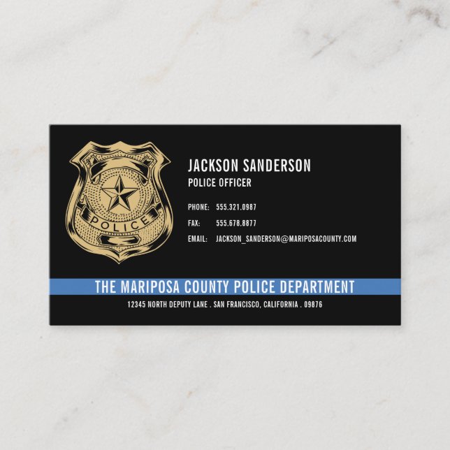 Custom Police Department Law Enforcement Logo Business Card (Front)