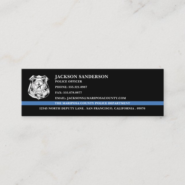 Custom Police Department Law Enforcement Logo Mini Business Card (Front)