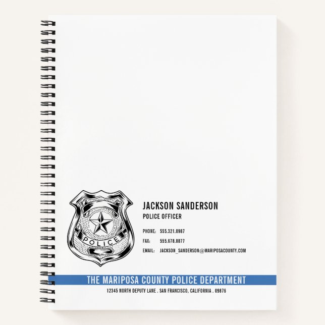 Custom Police Department Law Enforcement Logo Notebook (Front)