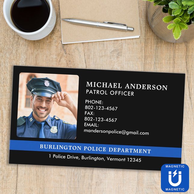 Custom Police Department Law Enforcement Photo Business Card Magnet (Creator Uploaded)