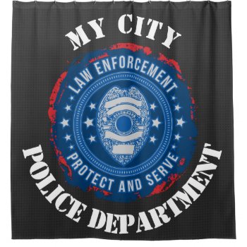 Custom Police Department Seal Shower Curtain by LawEnforcementGifts at Zazzle
