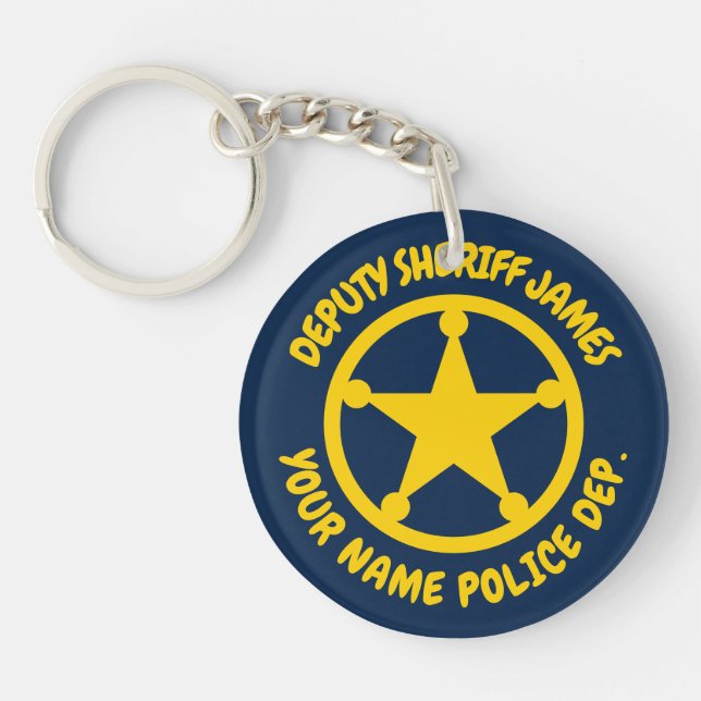Custom police department star keychain for kids (Front)
