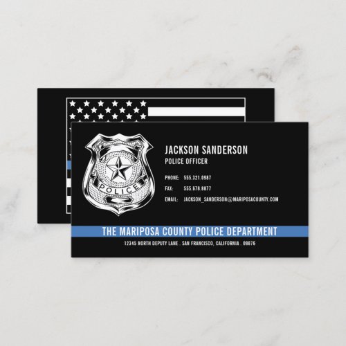 Custom Police Department Thin Blue Line Logo Business Card