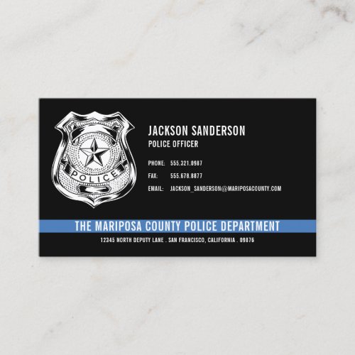 Custom Police Department Thin Blue Line Logo Business Card