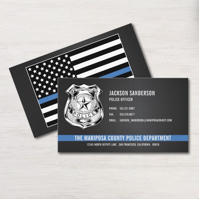 Custom Police Department Thin Blue Line Logo Business Card (Custom Police Department Thin Blue Line Logo Business Card)
