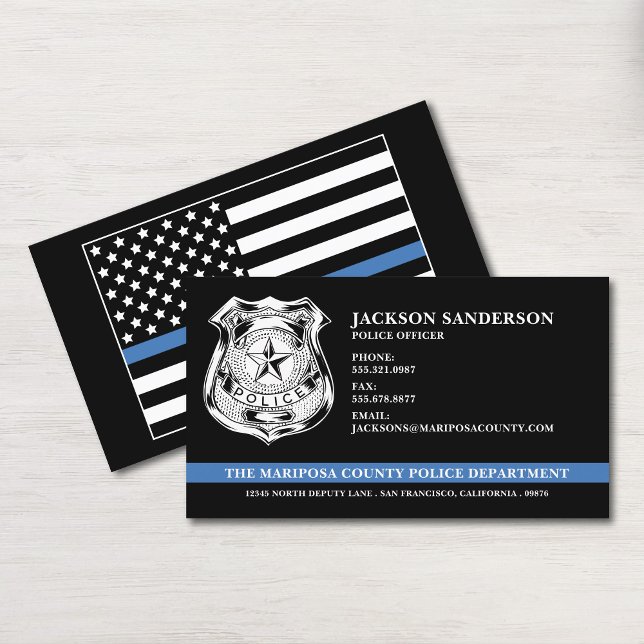 Custom Police Department Thin Blue Line Logo Business Card (Custom Police Department Thin Blue Line Logo Business Card)