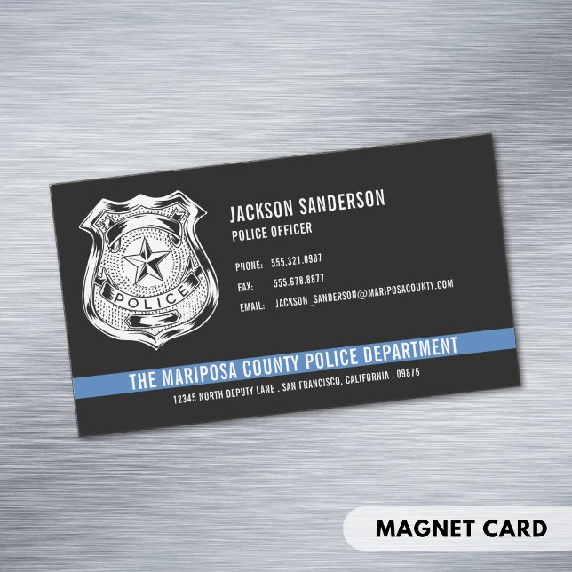 Custom Police Department Thin Blue Line Logo Business Card Magnet (Custom Police Department Thin Blue Line Logo Business Card Magnet)