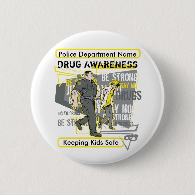 Custom Police Drug Awareness Pinback Button (Front)
