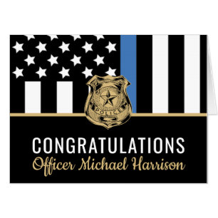Custom Police Graduation Blue Line Law Enforcement Card